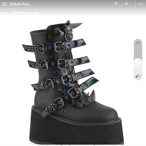 Dolls Kill Black Multi-Buckle Platform Boots